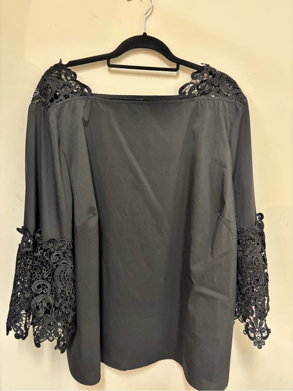 Elegant Black Blouse with Lace Trim